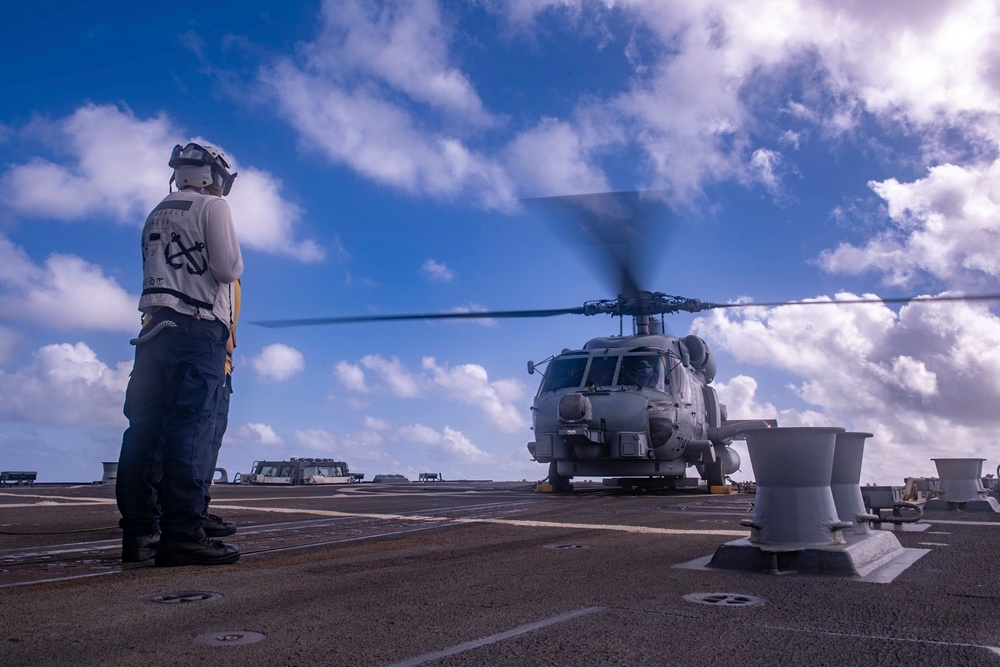 USS Spruance conducts flight operations