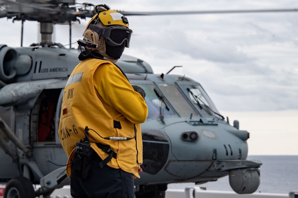 USS America (LHA 6) Conducts Flight Operations