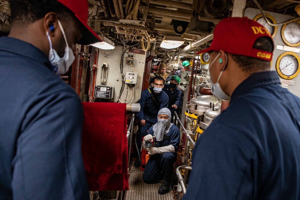 San Jacinto is operating as part of the Harry S. Truman Carrier Strike Group. The Harry S. Truman Carrier Strike Group is on a scheduled deployment in the U.S. Sixth Fleet area of operations.