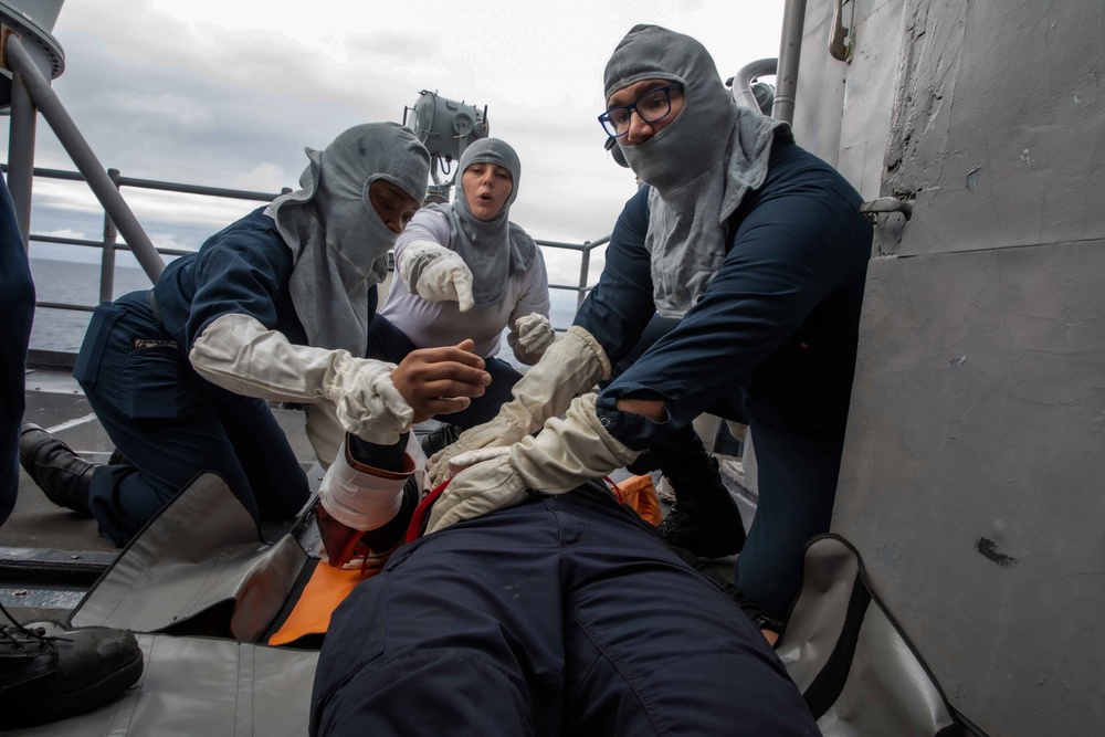 San Jacinto is operating as part of the Harry S. Truman Carrier Strike Group. The Harry S. Truman Carrier Strike Group is on a scheduled deployment in the U.S. Sixth Fleet area of operations.