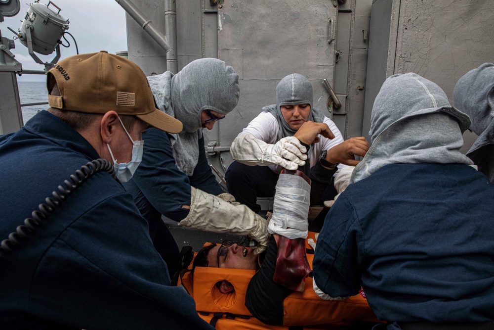 San Jacinto is operating as part of the Harry S. Truman Carrier Strike Group. The Harry S. Truman Carrier Strike Group is on a scheduled deployment in the U.S. Sixth Fleet area of operations.