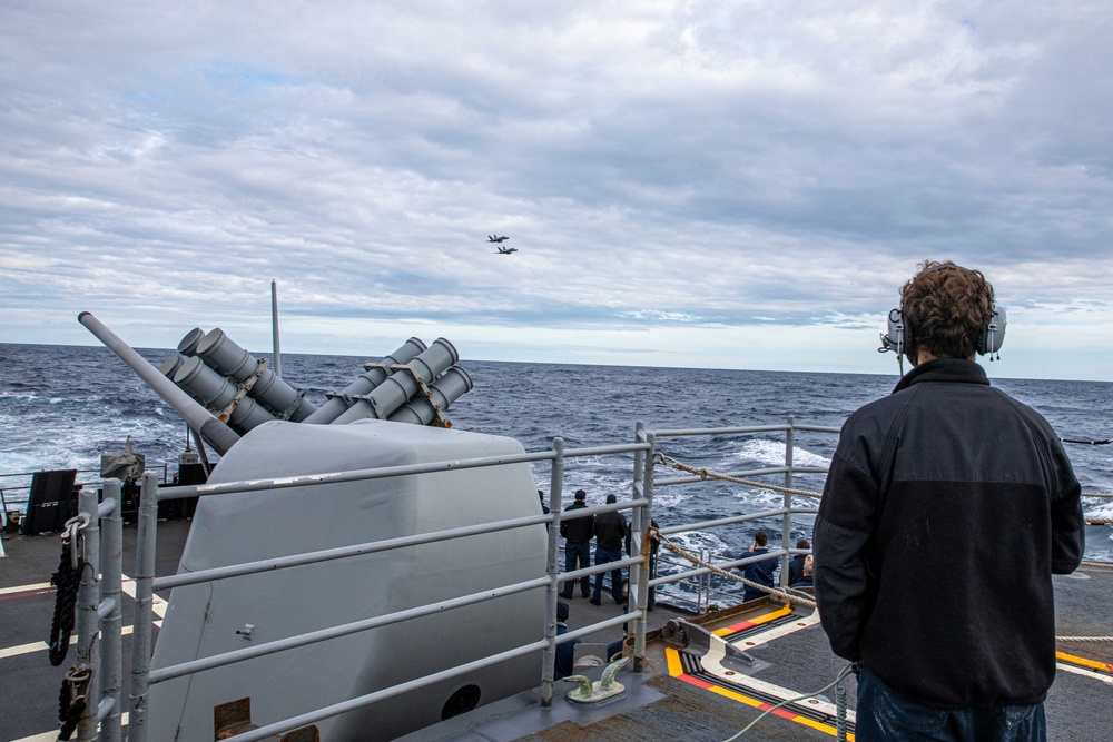 San Jacinto is operating as part of the Harry S. Truman Carrier Strike Group. The Harry S. Truman Carrier Strike Group is on a scheduled deployment in the U.S. Sixth Fleet area of operations.