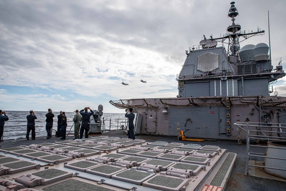 San Jacinto is operating as part of the Harry S. Truman Carrier Strike Group. The Harry S. Truman Carrier Strike Group is on a scheduled deployment in the U.S. Sixth Fleet area of operations.