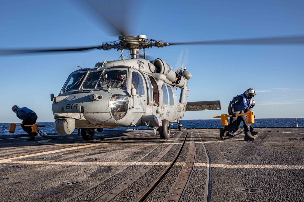 San Jacinto is operating as part of the Harry S. Truman Carrier Strike Group. The Harry S. Truman Carrier Strike Group is on a scheduled deployment in the U.S. Sixth Fleet area of operations.
