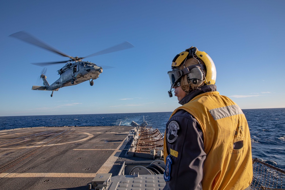 San Jacinto is operating as part of the Harry S. Truman Carrier Strike Group. The Harry S. Truman Carrier Strike Group is on a scheduled deployment in the U.S. Sixth Fleet area of operations.