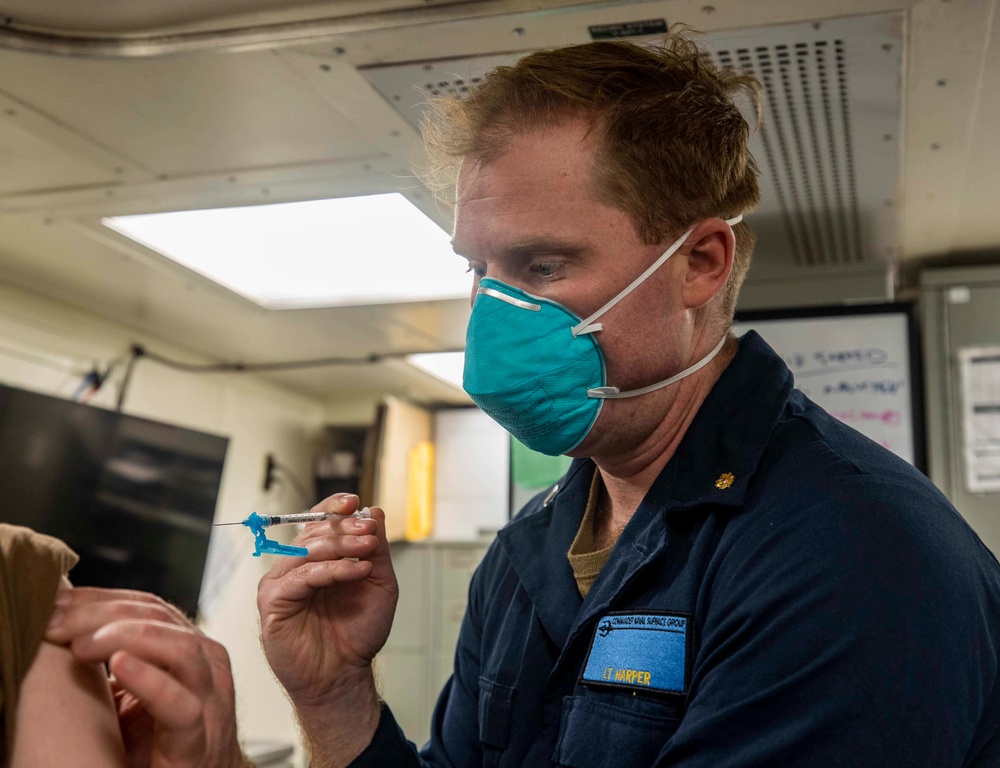 Sailors Aboard USS Ralph Johnson (DDG 114) Receive Covid-19 Booster Shots