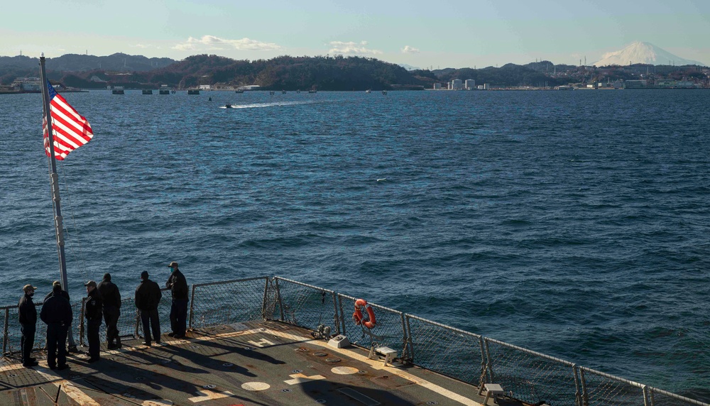 Sailors Aboard USS Ralph Johnson (DDG 114) Conduct Boat Operations