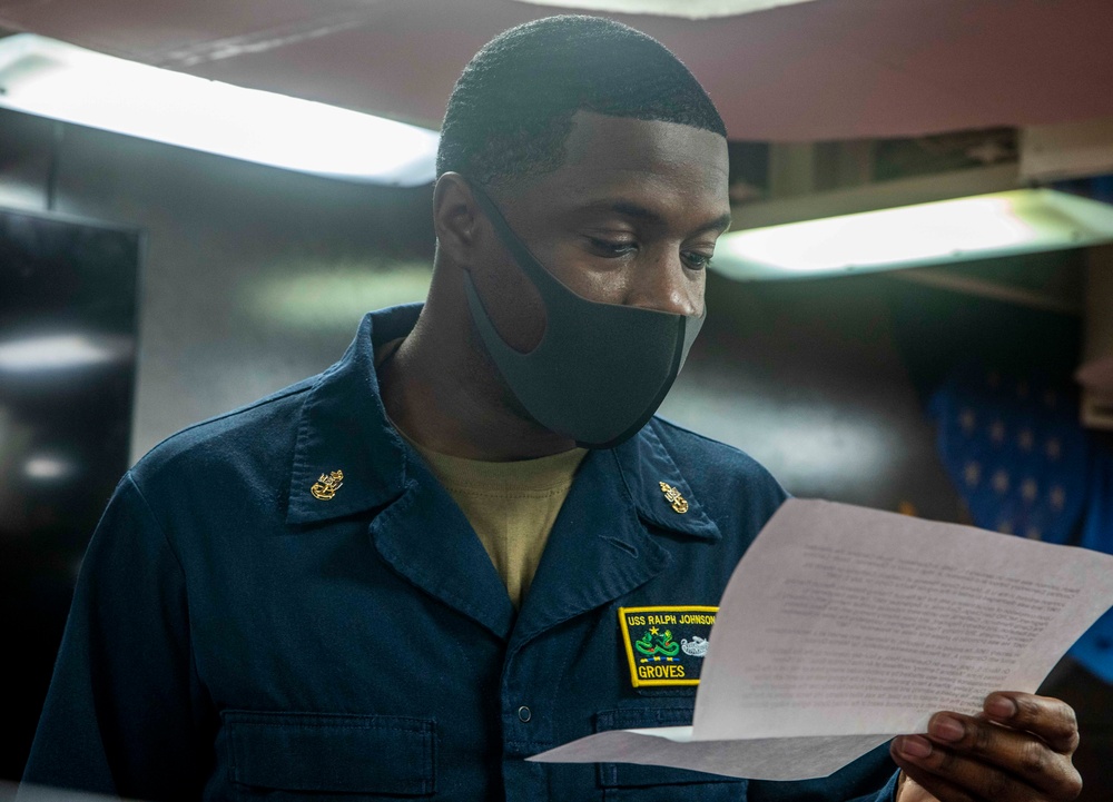 Sailors Aboard USS Ralph Johnson (DDG 114) Celebrate Birthday of Pfc. Ralph Johnson