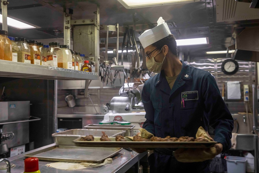 Culinary Specialists Aboard USS Ralph Johnson (DDG 114) Prepare a Meal