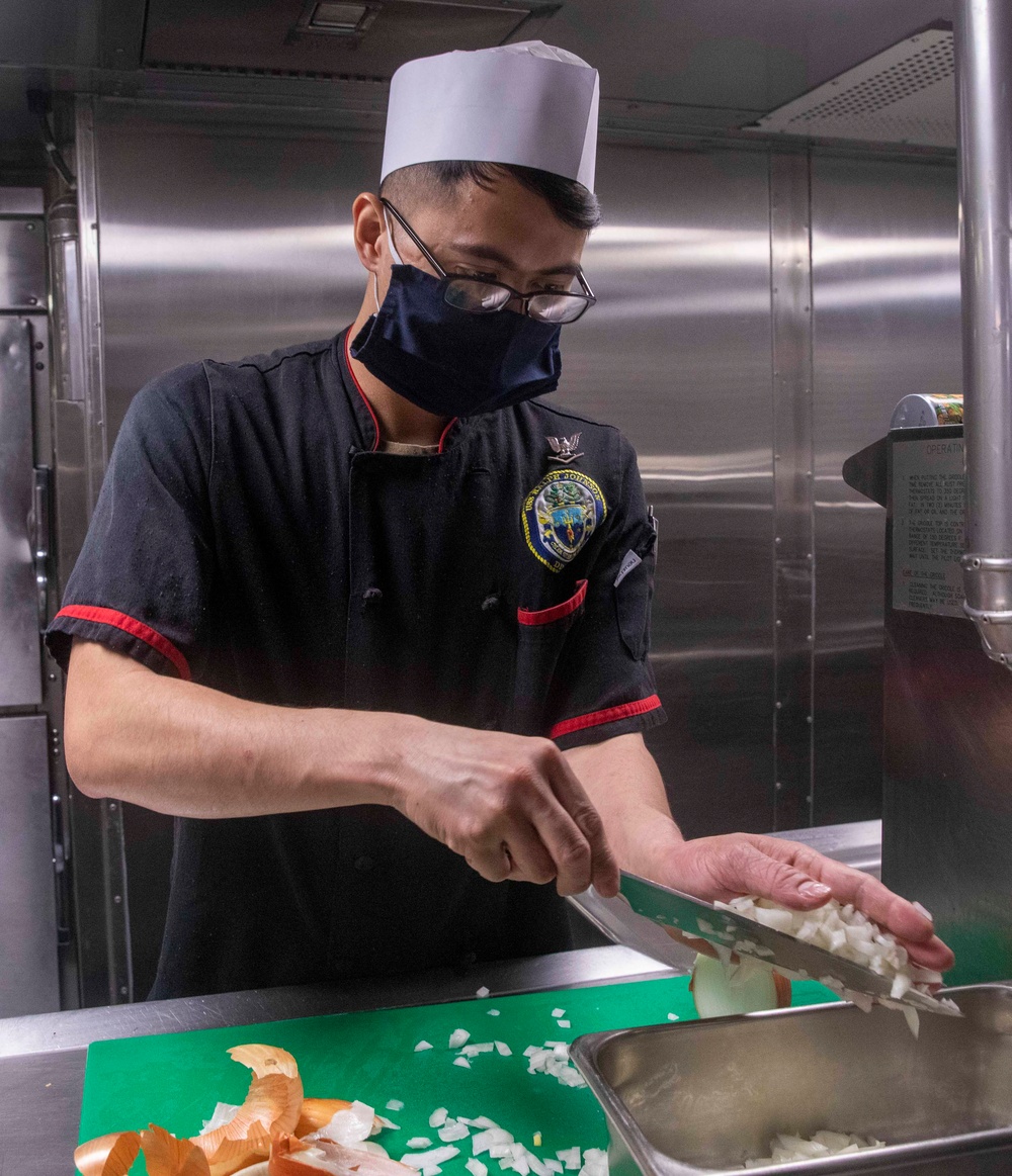 Culinary Specialists Aboard USS Ralph Johnson (DDG 114) Prepare a Meal