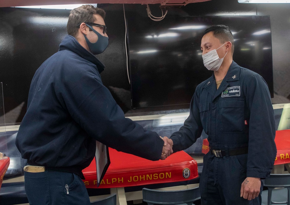 Sailors Re-Enlist Aboard USS Ralph Johnson (DDG 114)