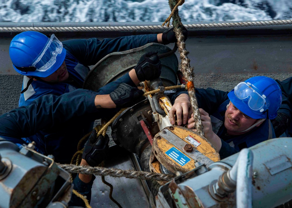 Gridley conducts a replenishment-at-sea