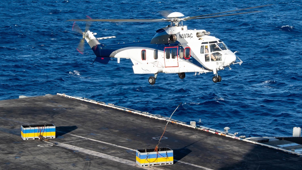 USS Carl Vinson (CVN 70) Conducts Vertical Replenishment-at-Sea with USNS Matthew Perry (T-AKE 9)