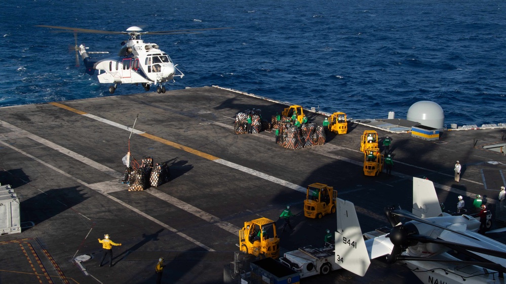 USS Carl Vinson (CVN 70) Conducts Vertical Replenishment-at-Sea with USNS Matthew Perry (T-AKE 9)