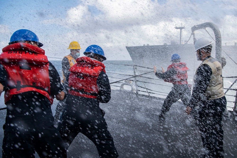 USS Dewey Conducts RAS with USNS Yukon