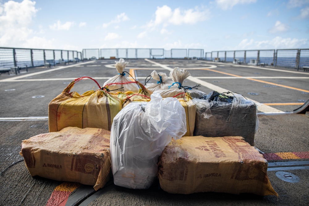 USS Milwaukee and CG LEDET 402 Seize Cocaine in Drug Interdiction