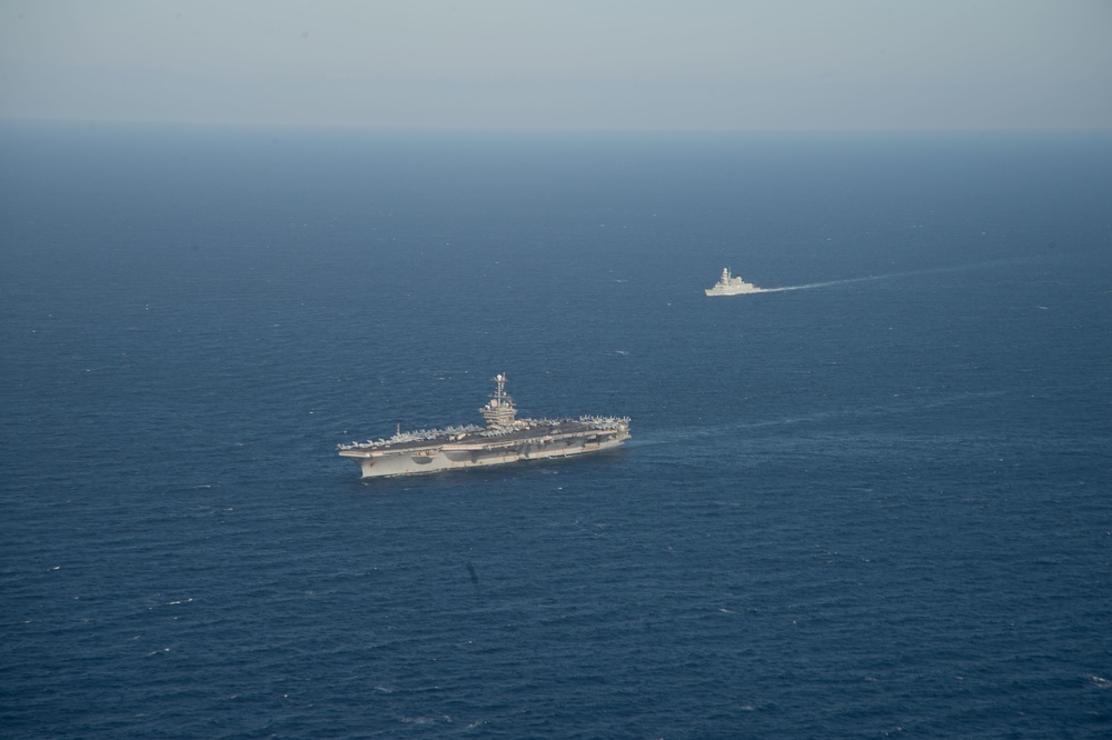 Truman is operating as part of the Harry S. Truman Carrier Strike Group  in the Atlantic Ocean in support of naval operations to maintain maritime stability and security.