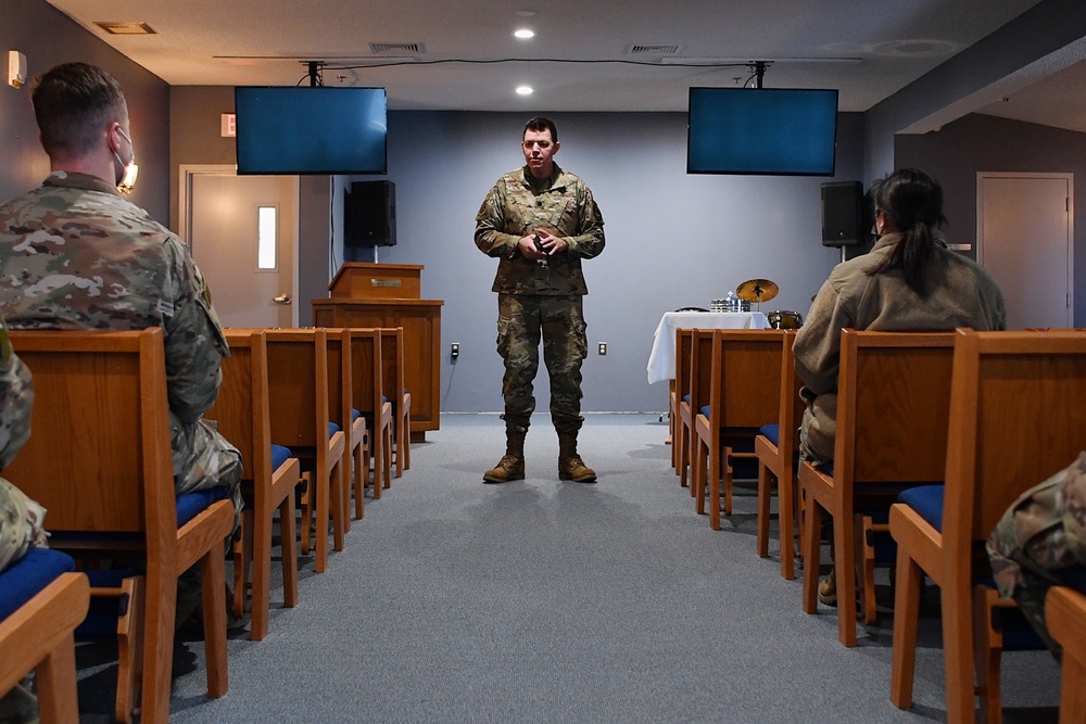 Wing chaplains pass the stole