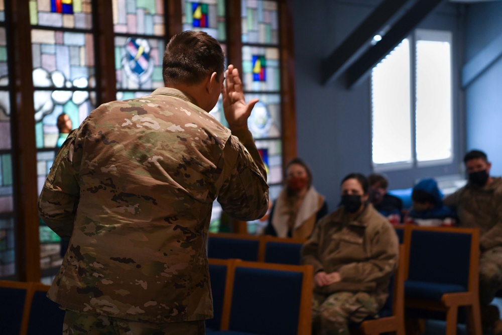 Wing chaplains pass the stole