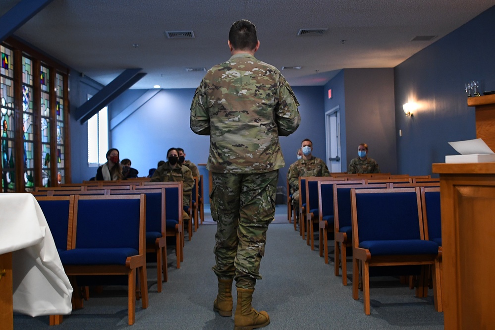 Wing chaplains pass the stole