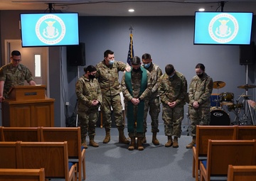 Wing chaplains pass the stole