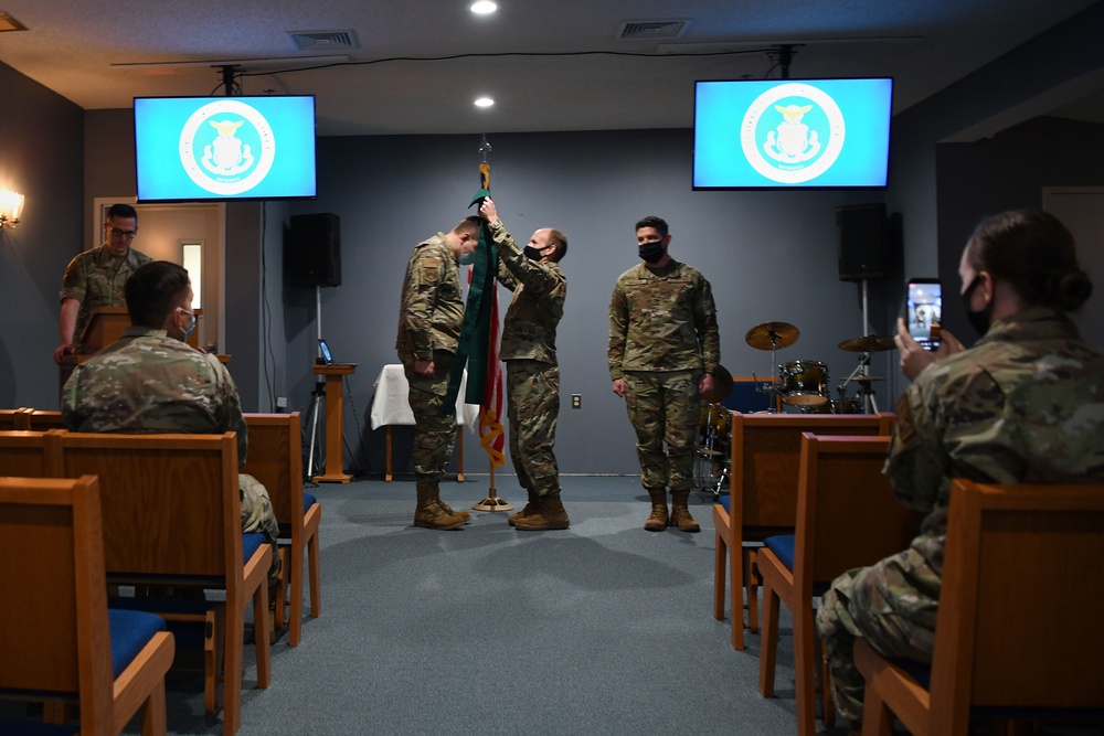 Wing chaplains pass the stole