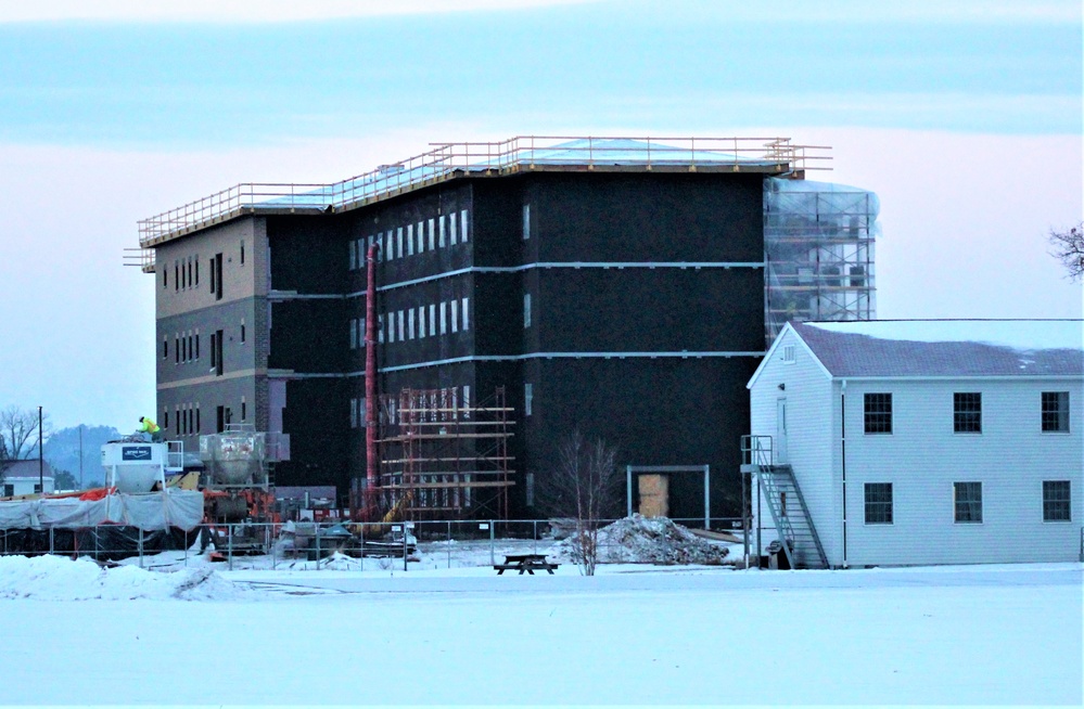 Contractor continues to make progress on new Fort McCoy barracks despite winter’s grip