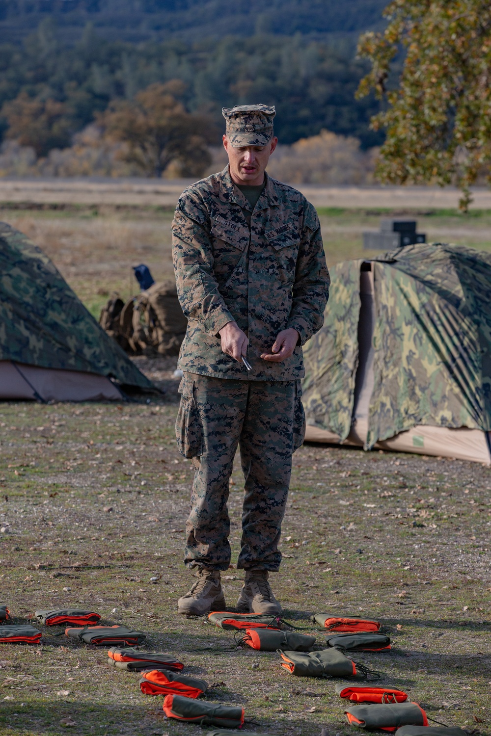 U.S. Marines and Sailors with Marine Wing Support Squadron 373 set up for a FARP during Steel Knight 22