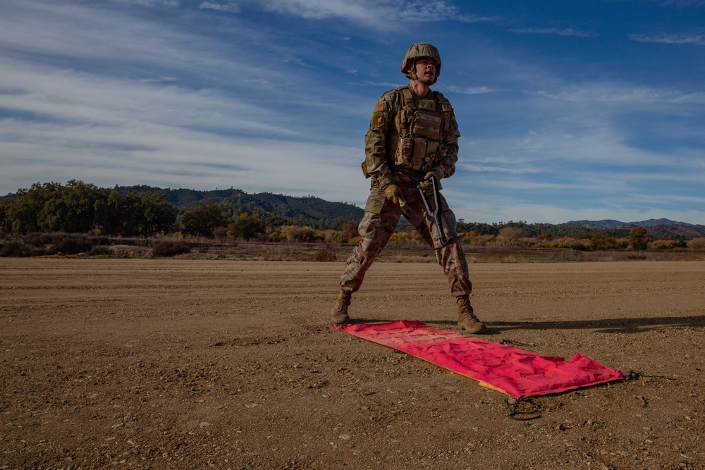 U.S. Marines and Sailors with Marine Wing Support Squadron 373 set up for a FARP during Steel Knight 22