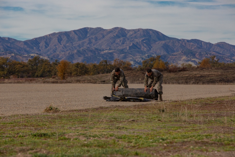 U.S. Marines and Sailors with Marine Wing Support Squadron 373 set up for a FARP during Steel Knight 22