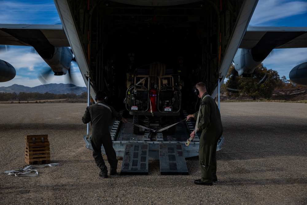 U.S. Marines and Sailors with Marine Wing Support Squadron 373 set up for a FARP during Steel Knight 22