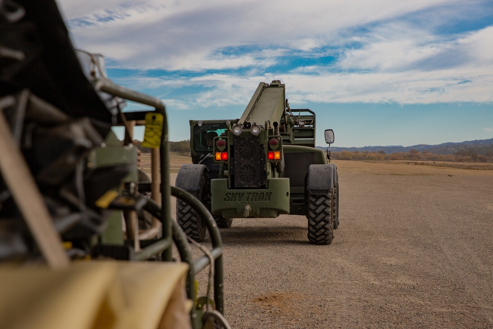 U.S. Marines and Sailors with Marine Wing Support Squadron 373 set up for a FARP during Steel Knight 22