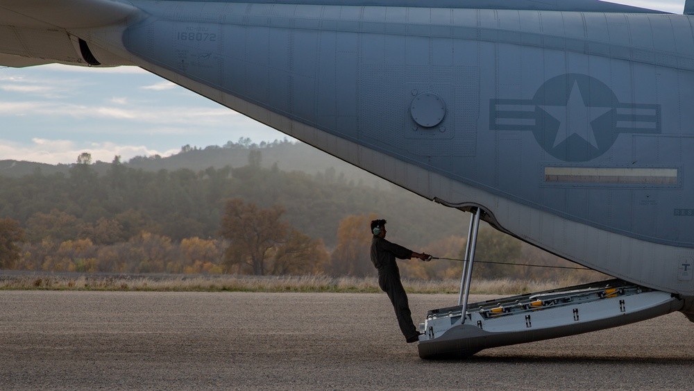 U.S. Marines and Sailors with Marine Wing Support Squadron 373 set up for a FARP during Steel Knight 22