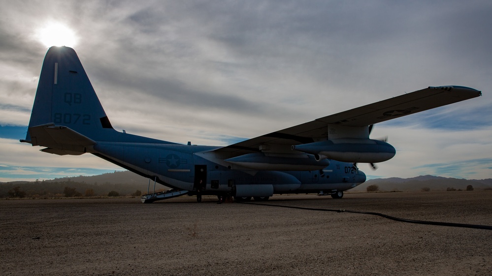 U.S. Marines and Sailors with Marine Wing Support Squadron 373 set up for a FARP during Steel Knight 22