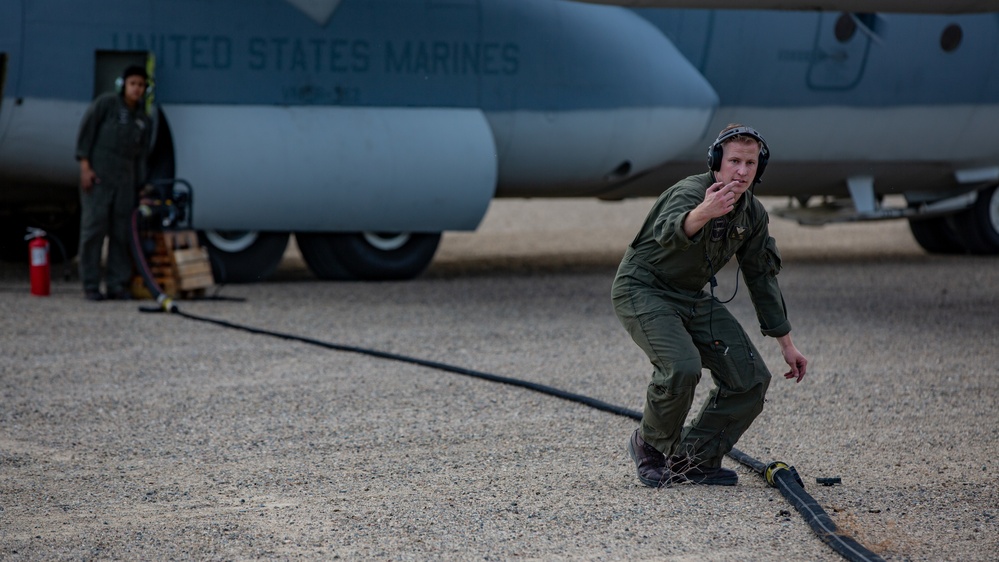 U.S. Marines and Sailors with Marine Wing Support Squadron 373 set up for a FARP during Steel Knight 22