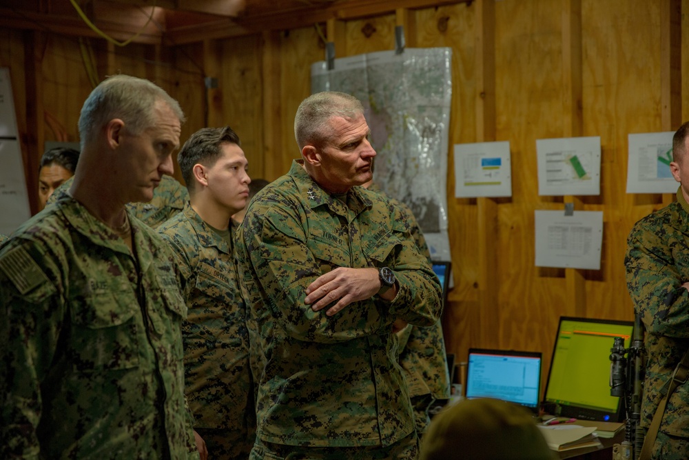 U.S. Marines and Sailors with 1st Marine Division conduct Combat Operations Center operations during Steel Knight 22