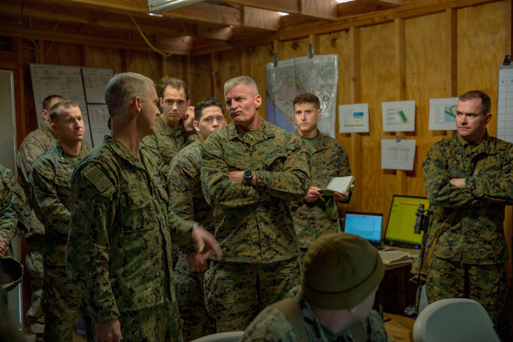 U.S. Marines and Sailors with 1st Marine Division conduct Combat Operations Center operations during Steel Knight 22