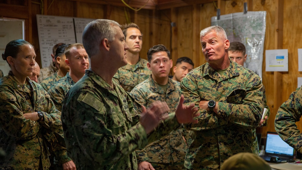 U.S. Marines and Sailors with 1st Marine Division conduct Combat Operations Center operations during Steel Knight 22