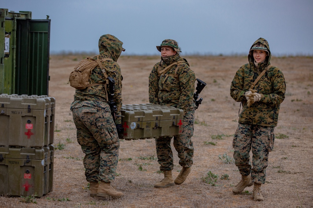 U.S. Marines and Sailors with Combat Logistics Battalion 5 conduct Mobile Combat Operations Center operations during Steel Knight 22