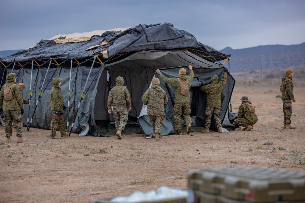 U.S. Marines and Sailors with Combat Logistics Battalion 5 conduct Mobile Combat Operations Center operations during Steel Knight 22