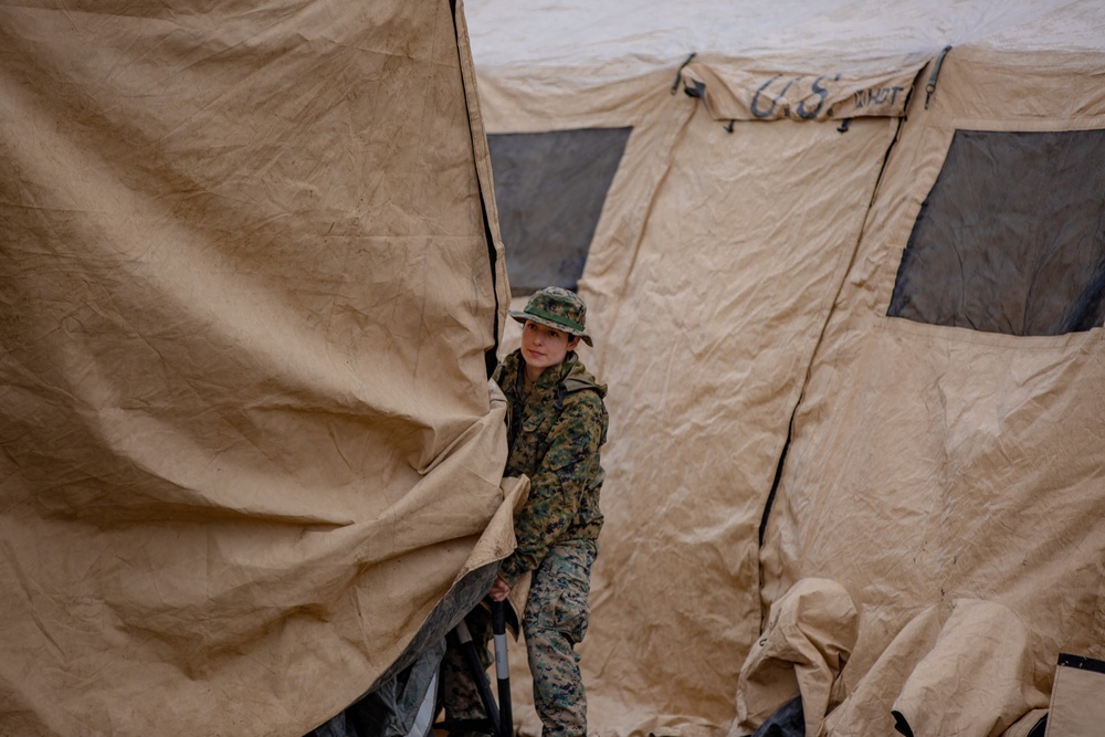 U.S. Marines and Sailors with Combat Logistics Battalion 5 conduct Mobile Combat Operations Center operations during Steel Knight 22