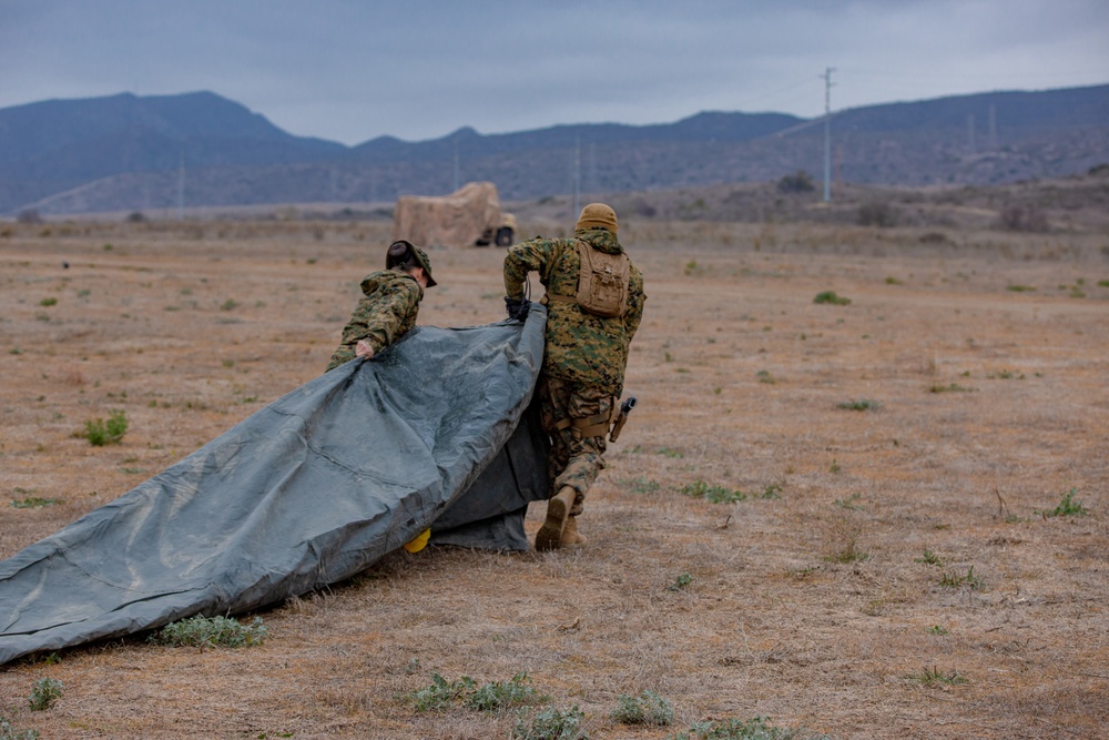 U.S. Marines and Sailors with Combat Logistics Battalion 5 conduct Mobile Combat Operations Center operations during Steel Knight 22