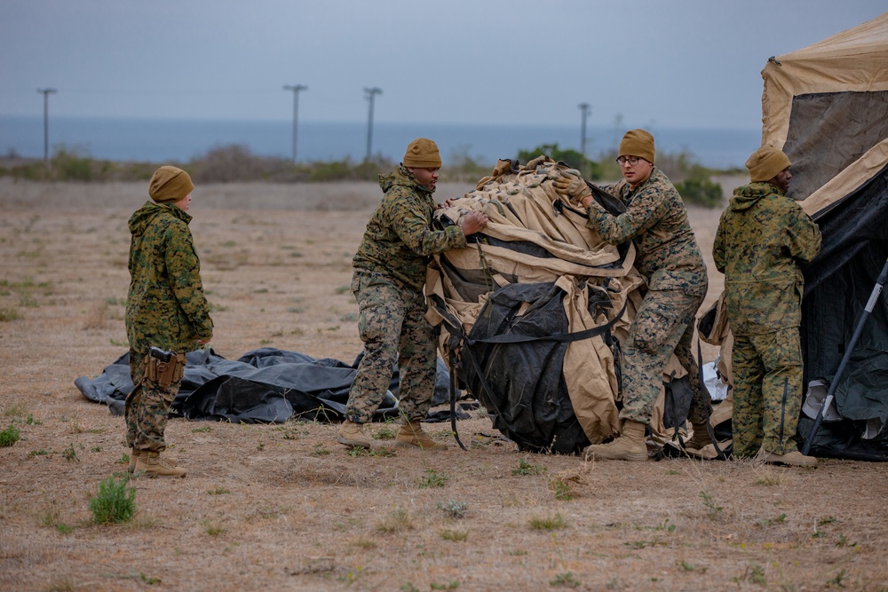 U.S. Marines and Sailors with Combat Logistics Battalion 5 conduct Mobile Combat Operations Center operations during Steel Knight 22