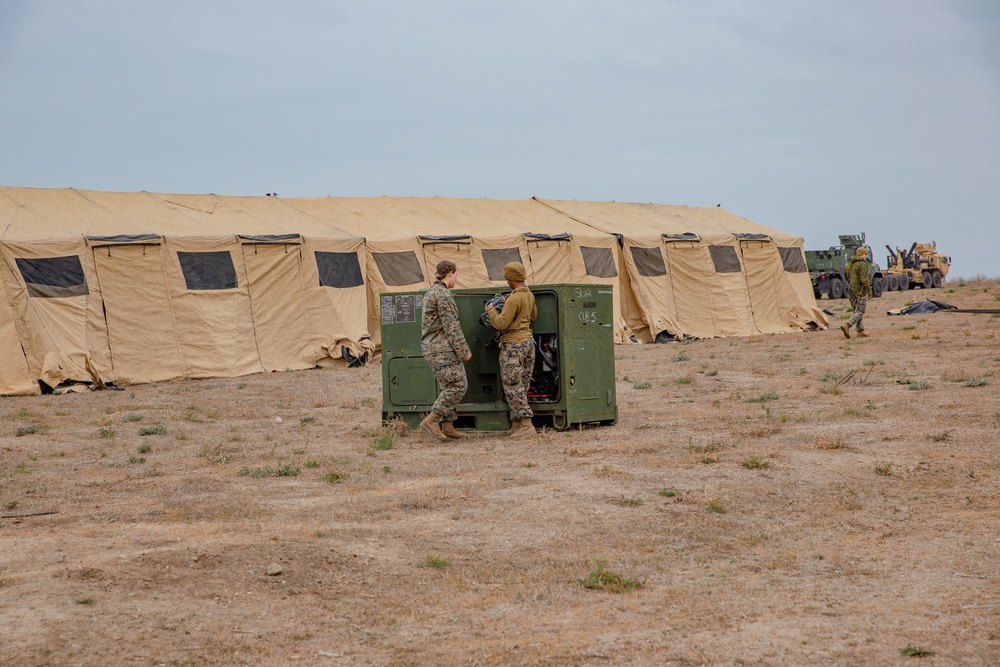 U.S. Marines and Sailors with Combat Logistics Battalion 5 conduct Mobile Combat Operations Center operations during Steel Knight 22