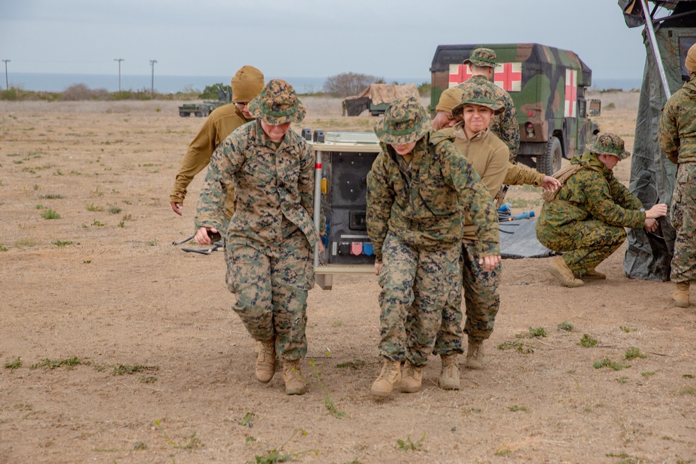 U.S. Marines and Sailors with Combat Logistics Battalion 5 conduct Mobile Combat Operations Center operations during Steel Knight 22