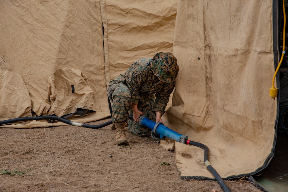 U.S. Marines and Sailors with Combat Logistics Battalion 5 conduct Mobile Combat Operations Center operations during Steel Knight 22