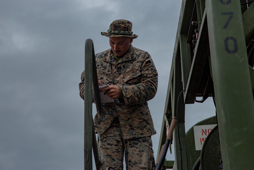 U.S. Marines and Sailors with Combat Logistics Battalion 5 conduct Mobile Combat Operations Center operations during Steel Knight 22