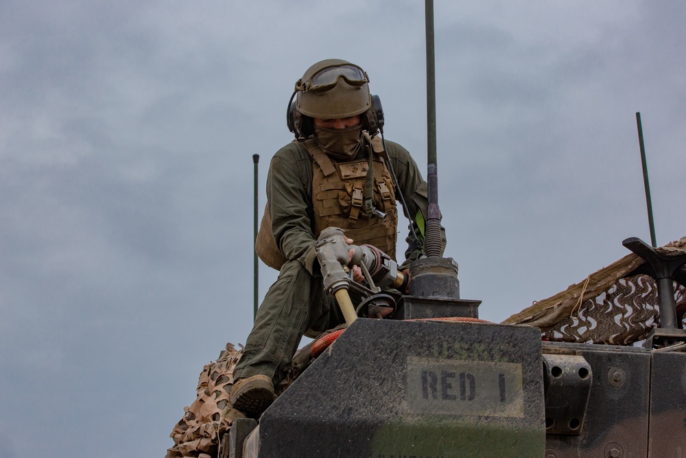 U.S. Marines and Sailors with Combat Logistics Battalion 5 conduct Mobile Combat Operations Center operations during Steel Knight 22