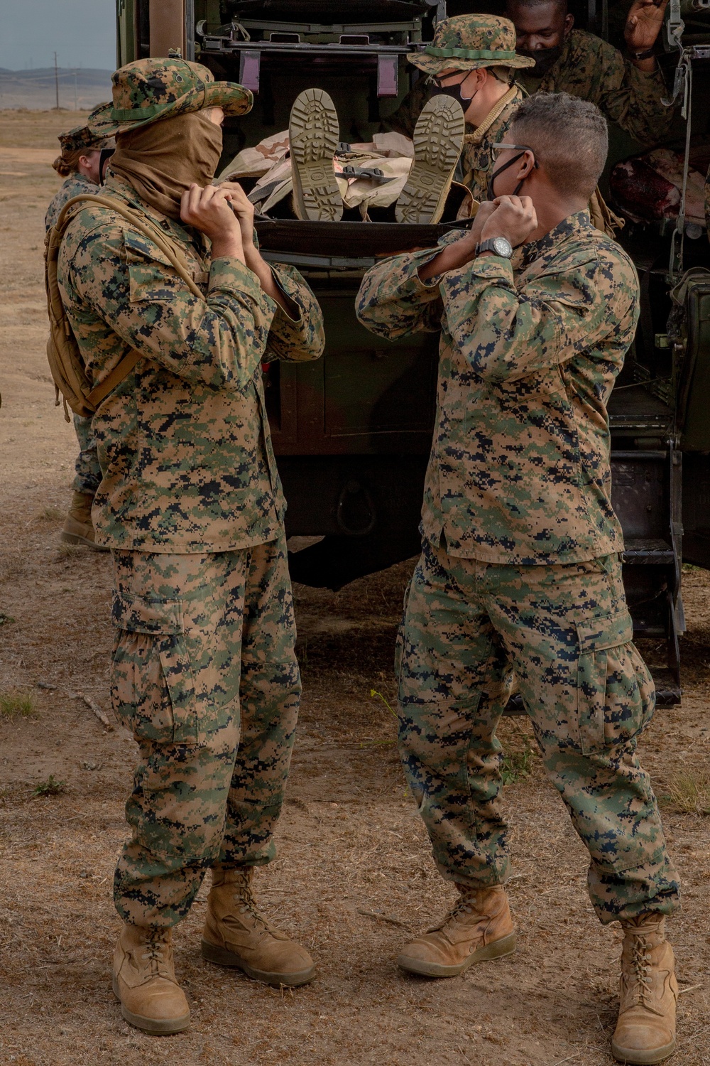 U.S. Marines and Sailors with Combat Logistics Battalion 5 conduct Mobile Combat Operations Center operations during Steel Knight 22