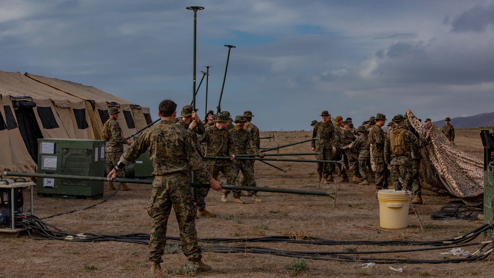 U.S. Marines and Sailors with Combat Logistics Battalion 5 conduct Mobile Combat Operations Center operations during Steel Knight 22